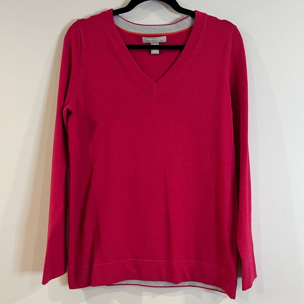 Banana Republic Extra Fine Merino Wool Sweater Pullover V-Neck size Medium